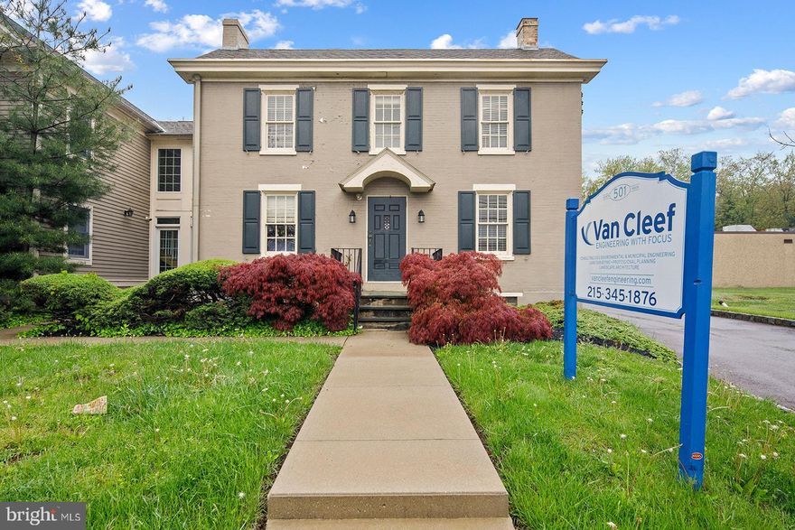 Prime office space w/ large parking lot and additional dwelling for storage. This property is in very good condition on a great commercial street. Very close to the court house & town center of desirable Doylestown. Excellent high visibility location with signage for current / future businesses. Property is fully leased with a long term very strong tenant. Please inquire for leasing information. This property is currently set up as a professional office with 3/4 floors of private & open offices, conference rooms, multiple bathrooms, kitchenette and storage. A must see to fully appreciate all the space this building has to offer. Located very close to the borough which is Bucks County's main hub of activity, businesses and commerce and an ideal spot for any variety of businesses. Call to inquire today!