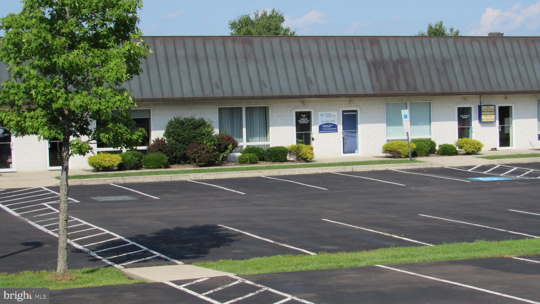 8006 Easton Rd/1806 Deep Run Rd offers office space with outstanding location and excellent parking facilities. No CAM fee. Sited on a corner with a traffic light for Rt 413 and 611. Just 10 minutes north of Doylestown. The 1000 square foot space consists of reception area and several private offices. Wall to wall carpeting, FIOS capable and ready for occupancy. The location is close to the Lehigh Valley as well. Perfect for trades and professional. ADA bath, energy efficient heat and cooling. Additional space available. Parking can accommodate 16+ vehichles.