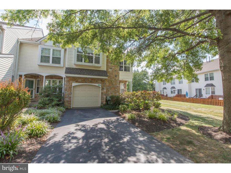 Don't miss the chance to see this gorgeous, updated and improved, end unit Afton Elite townhome in the Aspen Woods section of Makefield Glen.  You will love the natural light and gleaming hardwood floors.  Open and airy floor plan with soft, warm and neutral colors.  Living room features a beautiful fireplace, crown molding and recessed lights.  Spacious dining area with sliding doors that lead to a private, rear patio.  Spacious eat-in kitchen with corian counters, and tile backsplash.  You will also find a first floor laundry and powder room.  The master suite is spacious and lovely, with a sitting area, walk-in closet and sumptuous bath.  2 additional well sized bedrooms along with additional full bath complete the second level.  Continue to the third floor loft with built-in book cases and skylights.  Perfect for an additional bedroom, office or work-out space.  The lower level is finished, offering even more living space.  One car attached garage.  This house has been lovingly maintained and upgraded by the current owners and is a delight to show.