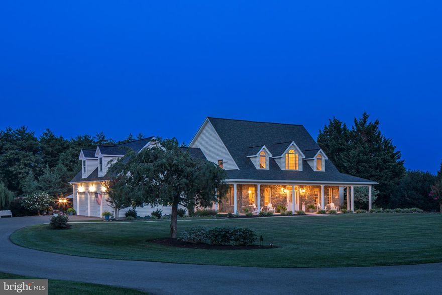 Welcome to 9649 Watkins Road - a Southern-style Cape with sprawling verandas to soak in the pastoral views!  This light-filled 4 bedroom, 4 full bath beauty, with an enormous second-floor extension ready to finish for an additional guest bedroom space and rough in for a 5th full bath, showcases so many bells and whistles.  From the front door in the two-story foyer, note the extraordinary view of the verdant lawn in the backyard!  A formal dining room and office/bedroom (with an adjacent full bath) flank the staircase to the upper level, and beyond the stairs is the great room/family room with a stone-surround fireplace, cathedral ceiling, clerestory windows, and walls of doors that open onto the oversized terrace.  The well-designed gourmet kitchen is adjacent, with custom cabinetry, stone backsplash, stainless steel appliances, a center island, and a breakfast nook.  The adjoining mud/laundry room provides convenient access from the oversized 3-car garage.  The spectacular main level owners' suite with a huge walk-in closet, French door to the outdoor terrace, lovely spa bath with a double sink vanity, separate commode room, soaking tub, and stand-alone shower complete the main level.   The upper level has two ample bedrooms with spacious gables and closets, a full bath, and an office area/Zoom room.  This level also features the ready-to-finish attic, with a rough-in for another full bath, an enormous space to customize for a home office or guest room, and a spot dedicated to a future second stairway installation to the main level.  There are endless options to finish this space to your needs or dreams!  The lower level has 9'4" ceilings, a roomy TV/rec room open to space for playing ping pong or a pool table, a snazzy wet bar with plenty of bar seating for a crowd, an exercise room, another full bath, and a giant storage room with double door walk up exit to the rear yard.  Once outside, the real fun starts with the gorgeous heated pool with water features, the oversized terrace with outdoor speakers/TV, piping for an in-ground gas grill, and the expansive lawn with room for a playset, garden games, and invisible fencing for pets!  Please review the disclosures for a list of upgrades that include the roof (2022), the driveway and private lane re-paved (2022), recent full HVAC service (2024)and upgrades galore!