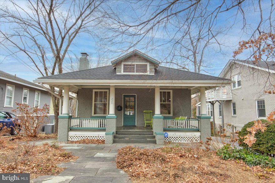 This delightful Craftsman-style bungalow at 220 Park Avenue, just steps away from downtown Takoma Park, perfectly marries historic charm with modern upgrades, creating a uniquely appealing home. With four bedrooms and two bathrooms spread across two floors, this home balances comfort and convenience impeccably.

The kitchen, fully remodeled in 2019, now features specialty hardwood cabinets, soapstone counters, and stainless steel appliances. The original heart of pine wood floors, over a century old, have been meticulously refinished, restoring their natural beauty and warmth. Additional storage solutions are cleverly integrated throughout, with built-ins in the lower level workstation, cabinets, shelves, and the larger bedroom, maximizing space and functionality.

Significant enhancements extend to the attic, offering substantial storage space, complemented by an additional storage room in the basement. The transformation of the property includes the conversion of an old detached garage—originally built for a Model T—into a fully functional studio space, now equipped with heating and cooling systems. This versatile addition can serve as a workspace, gym, or recreational area.

The home’s air-conditioning system was updated in late 2016 with new ductwork, a new air handler, and an air conditioner to ensure efficient climate control. Recent upgrades also include the installation of a new washer and dryer. Outdoor living has been significantly enhanced with a new patio beneath the back deck and the reconstruction of the back porch, complete with a new picket fence in the backyard, providing privacy and charm.

This authentic 1918 Craftsman bungalow also features a classic porch with a porch swing, where you can enjoy breathtaking sunsets due to the home's excellent west-facing exposure. Conveniently located within a 3-minute walk to the Co-op and Cielo Rosa, 5 minutes to Busboys and Poets, and an 8-minute walk to the Metro. Additionally, the property boasts two to three car off-street parking, a prized amenity in this bustling area.

This Takoma Park bungalow is ideal for those who value a blend of historical architecture and contemporary conveniences, paired with strategic urban accessibility.