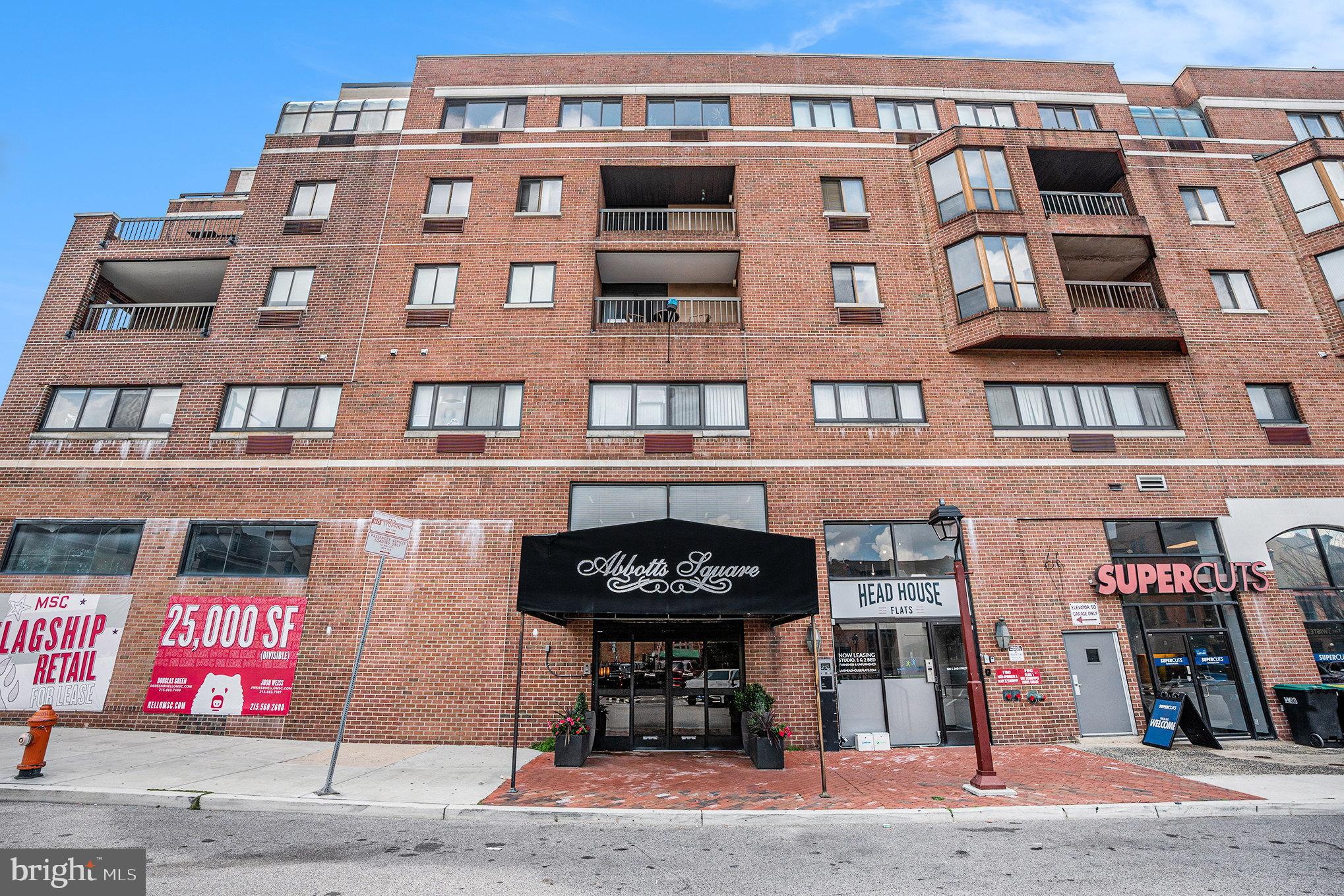 Welcome to your new home at Abbotts Square! This 1 bedroom 1.5 bathroom condo is located on the coveted Headhouse Square between the historic Society Hill and the well established Queens Village neighborhoods!
This unit features updated laminate floors throughout, freshly painted living room and kitchen, and updated features of white and grey marble accents in the full bathroom and half bathroom. The open floor concept allows for versatility in the space, and the large bay windows and slider flood the large living space with natural light. Just off the living room is your own private covered balcony overlooking historical South Street, which can be enjoyed year-round. The kitchen boasts ample storage space and features a breakfast bar island open to the dining room and large living room. Enjoy the luxury of in unit laundry, conveniently located in the kitchen. The corner bump out in the dining room looks down over South St and provides a versatile space for either a formal eating area or work space. The large bedroom, flooded by natural light, has multiple closets for storage including a large walk-in closet.
There is a 24-hour concierge and fitness center, and monthly parking available onsite in a covered garage under the building for $315 per month. Additional covered monthly parking and street permit parking available nearby. Enjoy all that Abbotts Square has to offer. Book your showing today!