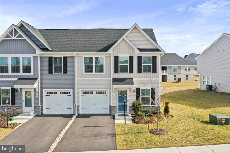 Here is your home with all the upgrades you can imagine.  From quartz counter tops, over 800 square feet of covered patio and a stone and wood acoustic panel feature wall in living room.  The community has sidewalks and a dog park.  Location is perfect for commuters with easy access to shopping and dining in Martinsburg and Charles Town.  Other amenities include gourmet kitchen with large kitchen island, all windows have 2" blinds and there is additional storage on the 2nd floor.