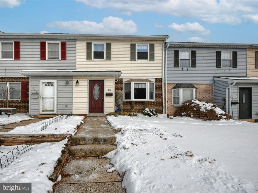 Great 3 bedroom, 2 full bath, 1 half bath, townhouse in East Greenville and Upper Perkiomen SD. New HVAC & thermostat (06/22), New kitchen stove (2023), New dryer (2024), New washer (2023), New dishwasher (2020), New Fridge (2020), New microwave (2020), New deck (2021), New Fence (2021).
The home enters through a foyer with a coat closet. The open living room features a bay style window and a raised  concrete floor for a faux fireplace. In the hallway to the dining room is a closet. The dining room has space for several pieces of furniture and has a newer style sliding door to the walk out deck. The eat-in kitchen has stainless steel Samsung appliances, a convenient pantry closet which also houses the mechanicals. Further back is the laundry room with Maytag smart washer/dryer. In the same space is another door to the deck and also a half bath. Upstairs is a large open hallway with storage space and a full bath. The primary bedroom to the rear of the home fits a king sized bed and night stands, large walk-in closet, full bath with shower stall. Two more bedrooms complete this floor. Outside there's a very large deck and a full privacy fenced back yard, with a large shed that has electric and a storage closet on the back of the house. Easy access in and out of the community, near the play-ground, across the street is Frederick J Beiler Community Park. NO HOA.