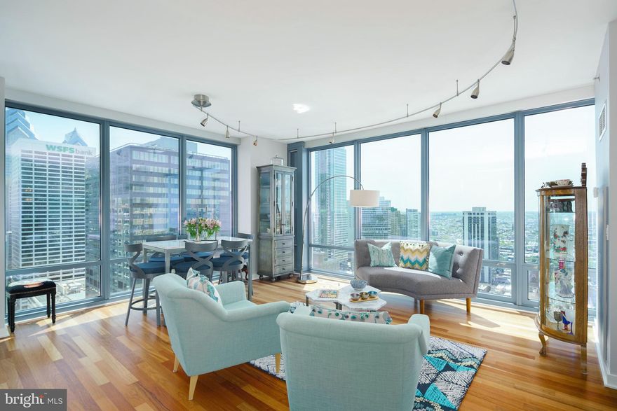 A spacious and luxurious condominium with great South /East facing views. This 2-bedroom + DEN, 3 -bath residence features modern and luxurious finishes including granite countertops, wood floors, stainless steel appliances, 9 -foot ceilings with floor to ceiling windows. The price includes a reserved parking space in the attached covered garage, and a storage locker. The building features a 24HR Concierge, fitness center, a heated 60FT lap pool, renovated sundeck/community room and much, much more! The building is situated conveniently next door to Trader Joes and Wine & Spirits - and is just walking distance from Philadelphia's top-rated restaurants. Spend the day shopping in Rittenhouse, or enjoying the sights at Boathouse Row, you can't beat the location and attractions located right near the Murano!