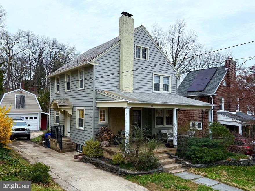 Welcome to this bright and friendly classic Glenside Colonial home with 3 bedrooms, 1.5 baths, and many bonus features. This home has been very well cared for and upgraded through the years, just waiting for the next owner’s personal touch. The first floor living room and dining room both lead into the large brand new  kitchen with recessed lighting, plenty of cabinets, stainless appliances, quartz counters, under cabinet lighting, and a mudroom overlooking private fenced rear yard with a patio for dining. Off of the kitchen in the mudroom there is the convenient first floor half bath. Upstairs there are 3 bedrooms, a full bathroom with new vanity and front loading built in laundry area. The attic is clean and open to be used as storage, a playroom, or a potential 4th bedroom. Downstairs is the fully finished and insulated basement with an included in wall wired home theater system and full perimeter drain system.  Out back is a large modern heated and air conditioned detached two car garage that can be used as a studio/office/shop workspace with stairs to a walk up second floor with plenty of storage. Live in comfort with a 3 zone high efficiency heating system with A/C, a high efficiency tankless water heater with a Pex manifold plumbing system, and a wood burning fireplace stove insert for those cold winter days.  Conveniently located close to parks, schools, shopping, transportation, library, restaurants and more. Make an offer today and make this beautiful home yours.  Owner is a licensed PA real estate agent.