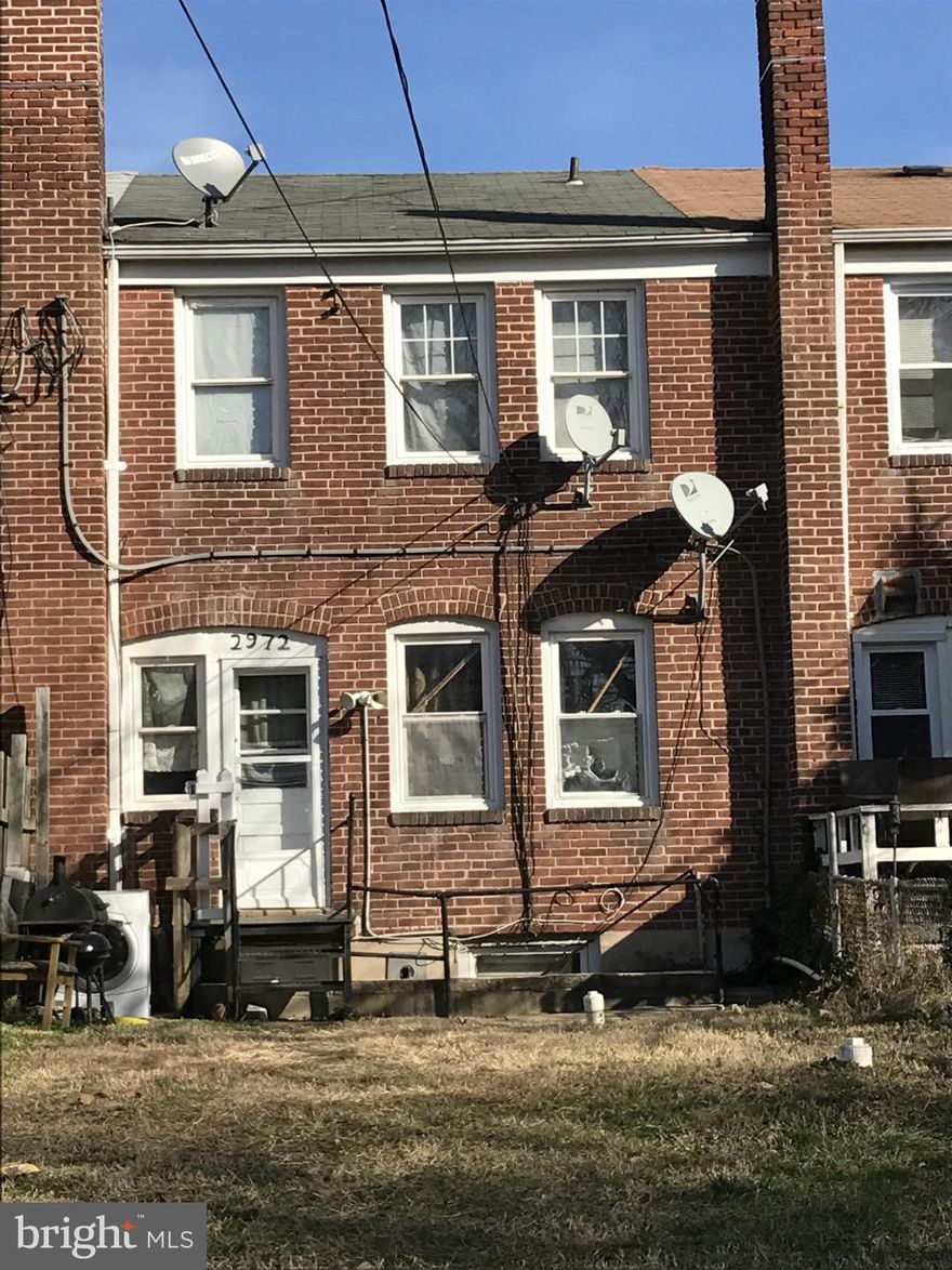 Great for Investor!!!  Property needs rehab.  Currently set up as 1-unit with 4BR/2FBA, but can be converted into a 2-unit. Has separate BGE meters. Property is being sold AS-IS, seller will not make any repairs. EMD held by seller's title company or seller's broker.  Buyer pays all transfer & recordation taxes. Cash or Hard Money Offers Only.