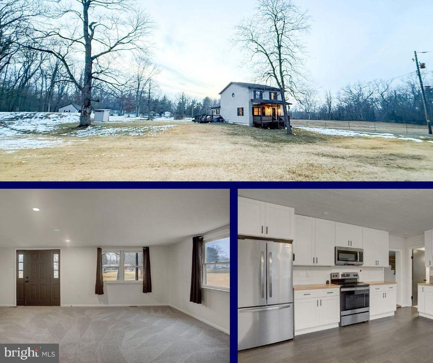 Welcome home to your peaceful country escape! This property offers 2+ beautiful acres with stunning country views. Set back on a private drive, you’ll enjoy the quiet feel of rural living while still being less than 5 miles from I‑81, giving you the best of both worlds.

Inside, the home has been thoughtfully remodeled throughout. The farmhouse‑style kitchen features white soft‑close cabinetry, stainless steel appliances, a large farmhouse sink, white subway tile backsplash, and butcher block countertops. There’s room for a dining table right in the kitchen, or you can take advantage of the spacious separate dining room for larger gatherings.

The main level includes a fully updated bathroom with a tile‑surround tub/shower, an upgraded vanity, and modern black finishes. The living room offers access to the covered front porch and features new recessed lighting, new carpet, and abundant natural light.

Upstairs, you’ll find three bedrooms and a bathroom that connects to both the hallway and the primary bedroom. This bathroom also includes a tile‑surround tub, white and gray flooring, and a new vanity.

A sliding glass door on the main level leads to the deck, where you can relax and enjoy peaceful views of nature—an ideal spot to unwind and watch the wildlife. The property also includes a storage shed and garage parking.

This is the perfect property for anyone seeking privacy, acreage, and convenience.