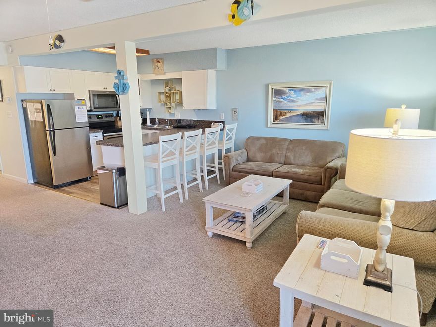 2 bedroom, 2 bathroom fully furnished condo with an outdoor pool in North Ocean City!  This great condo is just a short 4 block walk to the beach and Atlantic Ocean!There's plenty of room for all to be comforable in this condo with it's open floor plan. The kitchen includes stainless steel appliances and a peninsula with bar stools so all can relax. This condo is one of the few in the building that has central AC, which was just installed a few years ago, and there is a washer and dryer in the unit as well.  The condo fees are reasonable compared to most in the area and there are no special assessments planned in the near future. You'll be close to shopping, mini-golf, restaurants, tax-free shopping in Delaware and so much more. Schedule a showing asap!