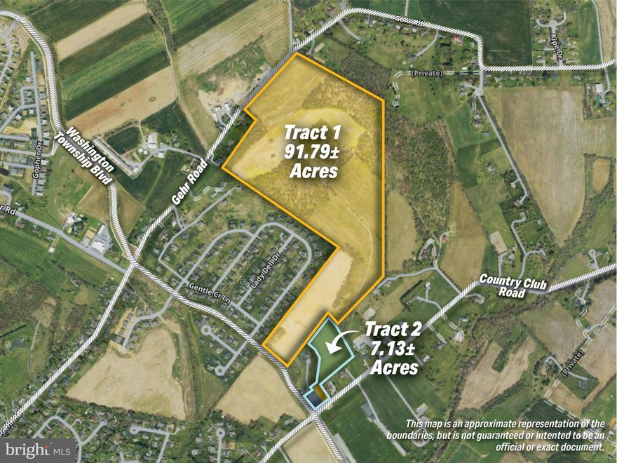 SEALED BID AUCTION! 98.92± ACRES OF (R-1) LOW DENSITY RESIDENTIAL LAND IN WAYNESBORO, PA! Tons of development potential with road frontage on Country Club Rd, Washington Township Blvd, and Gehr Rd. Public water and sewer available with established developments surrounding the property. Productive farm ground with approx. 70+- acres tillable. Some of the most beautiful views in Franklin County can be found on this property. Close proximity to the Waynesboro Country Club, Waynesboro youth soccer fields, shopping, schools, restaurants, and recreation! In recent years the farm has been leased for crops. The property will be offered in 2 tracts.
Tract 1: 91.79± Acres zoned R-1 with frontage on Washington Township Blvd, and Gehr Rd. Public water and sewer available. Approx. 63± Acres tillable.
Tract 2: 7.13± Acres zoned R-1 with 3 building lots with acreages of 5.91 (lot 11), .57 (lot 2), and .65 (lot 10). Public water and sewer and available. Frontage on Country Club Rd. All tillable.
This property will be offered at sealed bid auction on Thursday, April 4, 2024 with bids being due @ 1:00PM. Sealed bid form will be available in the property information packet. Tract 2 Tax ID is not correct.