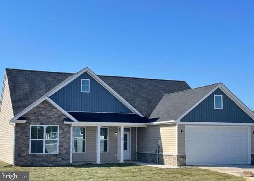 To Be Built on 1 acre Lot, several lots to choose from.  Just over 1700 sqft rancher offering open floor plan with vaulted ceilings in main living areas, 9ft ceilings in bedrooms, and tray ceiling in Primary Bedroom with recessed lights. The Primary Bath features large tile shower . Kitchen is upgraded with large center island, granite countertops, Stainless steel appliances, and upgraded cabinetry including pantry. The 14x16 sunroom has vaulted ceilings and opens to rear concrete patio. Front porch, stone on front of home, 2-car garage, and paved driveway included.  Builder offers $10,000 towards closing assistance.  All Photos are similar construction, similar models available to view