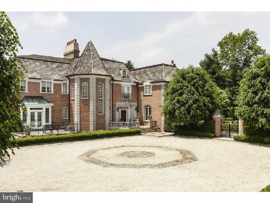 This exquisite French Chateau features 4 bedrooms, 6 full baths, 3 powder rooms & 10,000+ SF of exceptional space for full-scale entertaining  & comfortable family living. 1st floor has great flow & fine architectural details, - high ceilings, French doors to terraces w/ garden views, fireplaces w/antique mantels, hand-finished gold leaf moldings & elegant 18th-century details  evoking old world grandeur, French elegance & style. 2nd floor - luxurious master bedroom suite w/sitting room, 'his & hers' bathrooms & dressing rooms. 3 additional bedroom suites w/marble bathrooms.  1 w/private entrance, kitchen, washer & dryer -perfect for au pair/in-law suite. Walk-out lower level-wet bar, game room, home gym, wine cellar & French doors to the pool & patios. This home is surrounded by 2 acres park-like grounds w/formal European gardens, Linden trees, courtyards, & beautiful pool. Located in north side Bryn Mawr, this fine home is close to major highways, great shopping, restaurants, & the finest schools.