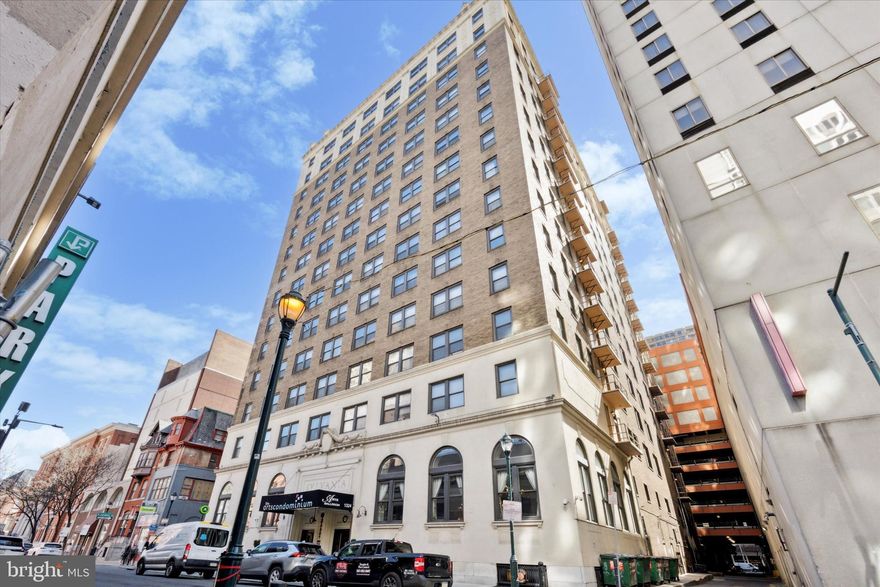 Welcome to 1324 Locust St Unit #1232 in the sought after Arts Condominium Building.  1232 is the model unit (when first sold) that boasts a built in kitchen as well as storage, a tiled bath, and built in workspace in the charming open concept space.  An end unit with just one neighbor, this is the largest studio in the building. This unit is perched in a prime center city location with spectacular views of the city and amenities paired with walkability that make it a MUST SEE. The building holds many amenities including a secured Lobby with 24/7 attendant on duty. The Arts Condominium Building is an elevator, hi-rise building that contains free WIFI in the lobby and community room areas. There is also a fitness center in the building for resident use. Your condo fee includes heat, water, electric, wifi, building insurance, fitness room,  and community room. This location is convenient to Jefferson, Independence Hall, Reading terminal, NJ PATCO high speed line, public transit, as well as many other entertainment venues, restaurants, and shops. Don't delay. Schedule your tour today!