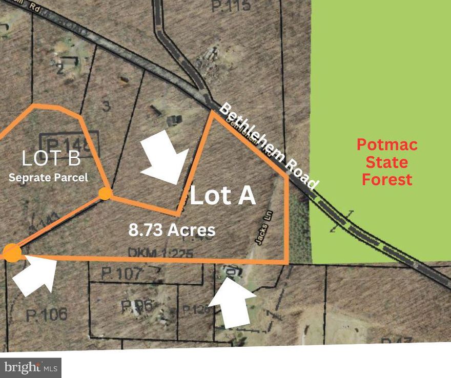 LOT A= 8.73 acre parcel, located off Bethlehem Rd, in Western Maryland! Separate lot B (7.02 acres) behind this lot, also for sale. Near Potomac State Forest, this country setting, offers level land, perfect for building a home or if you are looking for a recreational outdoor property, this is a perfect spot for your adventures. Located outside the town of Oakland, just 8 mins away from schools, shopping and town businesses. Acreage surrounded by hills and pastures, is waiting for you to explore! Adjoining lot is also for sale Lot B (7.02 acres,) if both purchased your total acreage would be 15.75 acres. Seller would prefer to sell together. Call agent with any questions.