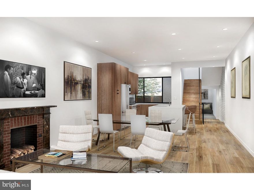 An amazing Center City home rebuilt by Professionals. Behind the restored classic Philadelphia facade is a sophisticated, modern renovation. Everything was re-constructed from the bottom up with careful thought and attention to detail. Featuring over 3,400 of living space, this house is complete with 4 bedrooms, 3.5 baths, a home office and a finished basement envisioned to be a media or family room.  Walk in through the vestibule and you are greeted by an open floor plan featuring a living and dining space with an open concept kitchen. The burnished walnut cabinets and island are highlighted by white quartz countertops, a backsplash made of a solid slab of marble, Viking Appliances, a Kohler Faucet and a Blanco sink. Bonus kitchen storage is hidden in a pantry under the custom staircase. In addition to the bedrooms upstairs, are well detailed, designer grade bathrooms dominated by Kohler fixtures. The top floor is the master suite with its own spa like bathroom, walk-in closet and washer & dryer. White oak flooring, finished on-site, is found throughout the house. With mechanical highlights such as 3-zones of HVAC, spray foam insulation, new plumbing & electric, a french drain with sump-pump, an EPDM roof with a 15-year guarantee, and much more, you will get the character you crave in a Historic Rowhome, but in a crisp, clean, contemporary package that will be maintenance free for decades to come.  This fact is solidified by a one-year builder's warranty. Live in Rittenhouse Square!! With a walk-score of 100, you will enjoy all that Philadelphia has to offer in the middle of everything. See a show across the street at the Kimmel Center or walk 3 blocks to either Rittenhouse Square or Midtown's 13th Street corridor. Ten-year tax-abatement pending. Parking is a monthly rental spot in the garage at the corner. Could easily be a 5 bedroom house if needed. Completion date 11/10/16.