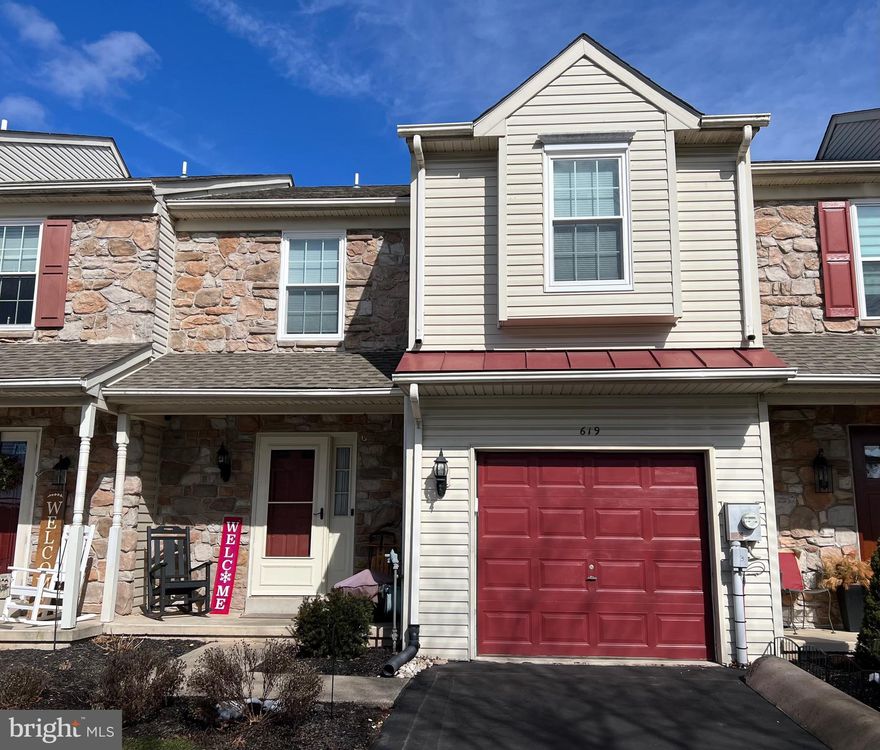 Welcome to Banbury Crossing.  This 3 BR / 2.5 BA townhouse lies within award winning Souderton Area School District.  Almost all corners of the townhouse have been updated in the past seven years.  As you enter through the covered porch the half bath is on your left with the garage on the right, leading into the combined dining room / family room.  The first floor features 9 foot ceilings.  The kitchen sits in the rear of the home and was completely updated in 2021 with quartz countertops, custom backsplash, undermount lighting, and brand new Whirlpool appliances.  The kitchen also features a built in window seat with additional storage.  The family room leads out to the spacious composite deck (all-new in 2021, with custom aluminum railings) for outside entertaining.  Upstairs is the master bedroom with vaulted ceiling, a master bath, large walk in closet and two additional bedrooms, a full hall bath, and second floor laundry with washer and dryer.  Downstairs you'll find a finished basement to be used for entertaining, a kids play area, workout space, or home office as well as storage.  Other recent upgrades include new windows and sliding glass door in 2021, new upstairs carpeting in 2020, a new roof in 2017, new A/C and furnace in 2017, new sump pump in 2020 and a new hot water heater in 2022.  Best of all, no HOA fees in this neighborhood - you own your own land!  This home is also down the street from a community playground, fishing pond, and the Banbury walking trail.
