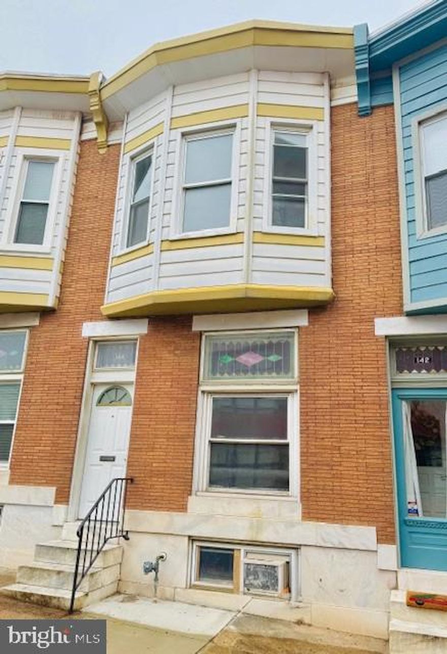 Location, Location, Location! Just steps to Patterson Park. Rarely do you find a house that is over hundred years old which has retained it's original historic features. From the iron spot brick, French doors, beautiful fireplace and classic tile to the pocket door, transoms, stained glass and even light fixtures, this beauty awaits your design ideas. Home to long term tenants who recently moved out, this home has not been destroyed.  Does it show wear and tear? Yes but even just a major cleaning and painting would do wonders. The NEW roof was done just last year. Need ideas? Rooftop deck, add a 1/2 bath where the kitchen pantry is now, the kitchen could even be switched to the center of the house leaving the space for a huge living room. Upstairs, add another full bath and/or walk in closet, finish the walk out basement adding another bath and bedroom. With a house this size there are so many options. Or just live in it as is and let the house inspire your path forward.  Look at the comps, huge upside potential. Patterson Park is 295 acres,  a vibrant area with a Victorian pagoda, dog park, swimming pool, ice rink, boat lake, ball fields plus events like the Halloween Lantern Parade, food truck festivals with eateries and coffee shops nearby. The Creative Alliance art and education center has movie nights, galleries, live music and more. The home is being sold as is, no repairs or replacement of appliances or systems, etc. will be done.  Be the just the 3rd owner ever of this grand old house.