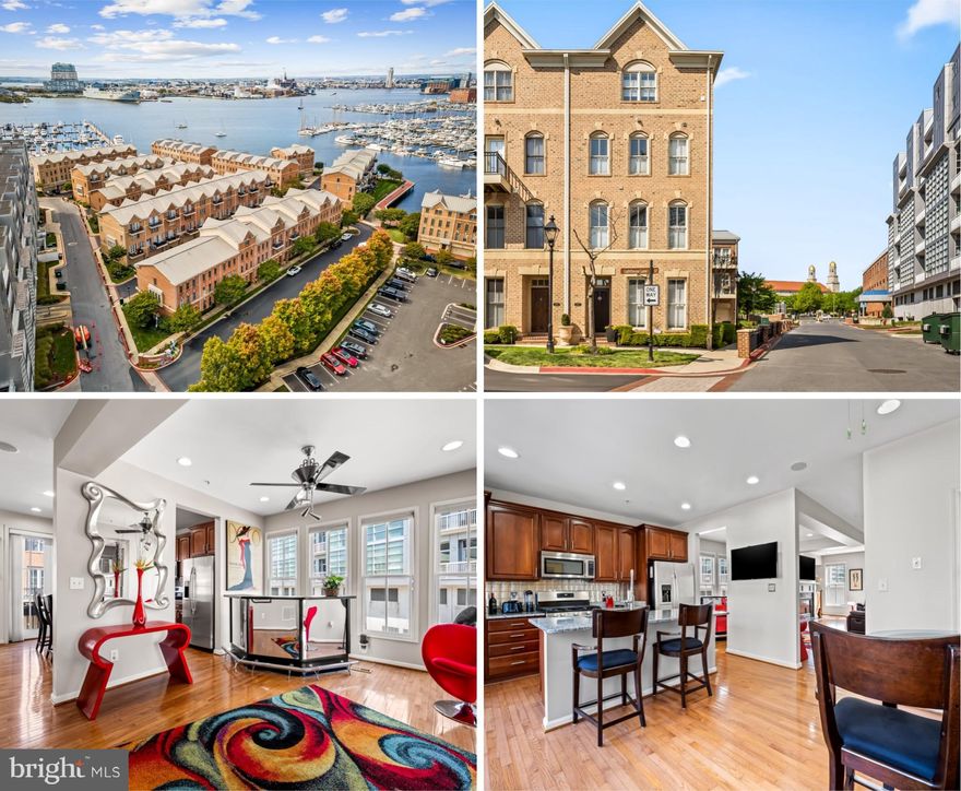 Welcome to 2618 Lighthouse Lane — an exceptional end-of-group, four-level waterfront townhome in the gated Moorings community of Canton, featuring the rare convenience of a two-car garage plus a two-car parking pad, all just steps from the waterfront promenade. Perfectly positioned where city living meets marina lifestyle, you can walk to top restaurants, boutique shopping, and a world-class marina right outside your door. Inside, hardwood floors flow throughout a thoughtfully designed layout anchored by a beautiful gourmet kitchen with high-end finishes that seamlessly open to a bright living area with water views and access to a private balcony—ideal for entertaining or enjoying the water views. The entry-level features a private bedroom and a full bath, perfect for guests or a home office. The second level offers a half bath, balcony, and an open-concept kitchen and living space filled with natural light and water views. The third level includes another bedroom, a full bath, and a spacious flex area that can easily serve as a family room, office, or be converted into a fourth bedroom. The entire top floor is dedicated to a luxurious primary suite, complete with a large bedroom, a private balcony with water views, an expansive walk-in closet, and a spa-inspired bath with a soaking tub and a separate shower. Surrounded by beautifully maintained landscaping and set within one of Canton’s most desirable gated communities, this home delivers the ideal blend of space, flexibility, and premier waterfront living.