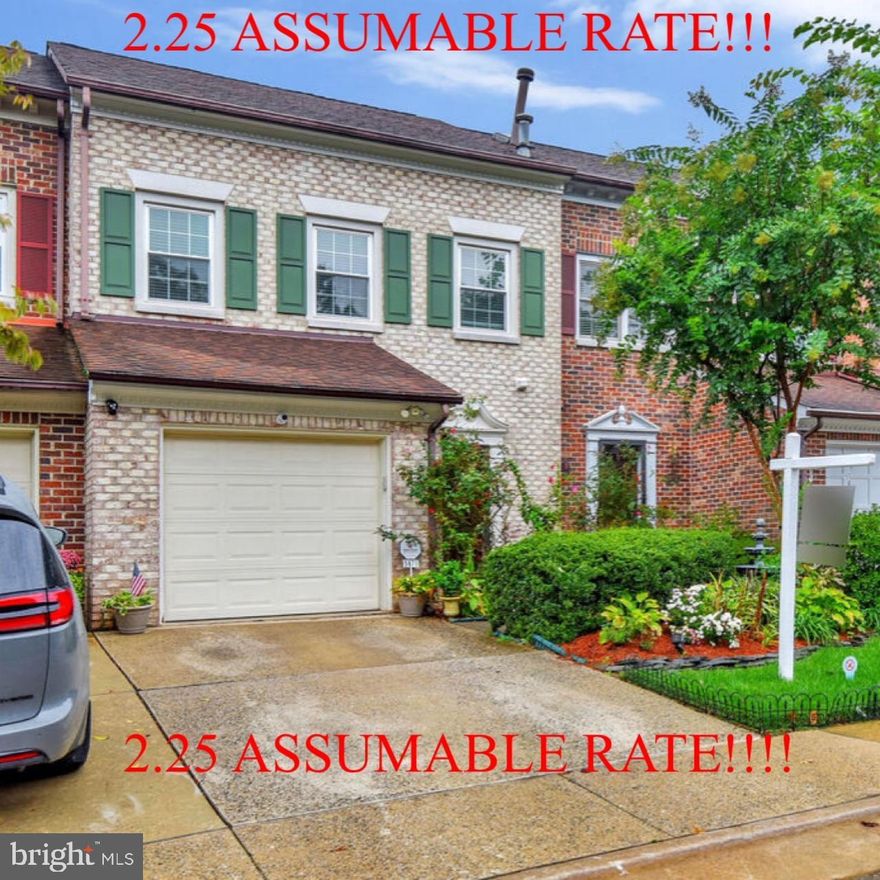 2.25% ASSUMABLE mortgage!  We have new Paint & a new PRICE with a 2.25% assumable rate!  Come  take a look at this beauty in Alexandria that has everything you could want in the perfect location!  This is the one you have been waiting for!  Come see this spectacular FOUR level townhome featuring three full bedrooms, three and a half bathrooms, a fully finished basement an incredible backyard and gazebo perfect for those peaceful evenings at home!  Let's do a tour!  Pull up in the driveway just outside of our oversized garage and enter into the foyer.  There you will see the spectacular hardwood floors that expand throughout the main level.  Walk into the foyer and take in all of the space!  This incredible townhome has more room than most single family homes!  Our first room is the formal dining room.  Large enough for all of your dinning room furniture.  then on to t he family room where you have expansive space for all of your most comfortable furniture along with a wonderful view of your fenced in back yard and gazebo!  Let's continue on to your modern kitchen featuring everything a gourmet chef would require to create a culinary masterpiece.  Before leaving the first level, let us do a quick walk through of the back yard and step into the inspect proof gazebo just to admire nature and take it all in!  Now let's go back inside where we can go upstairs to the 2nd level where we will find the first of 3 full baths!  Then on to the master bedroom with room enough for your king size bed and a closet big enough for two.  In the master bedroom you will find your own personal full bath so there is no ned to share!  Let's go back out of the master bedroom and into the second bedroom on the 2nd level that is large enough to be considered a master with plenty of closet space of it's own!  Now let's go upstairs to the 3rd level where you will find an additional bedroom that can also double as an office or a den!  A perfect room to post up in and relax!  Ready for more!  Then legs go down two three flights to the fully finished basement that has been completely re-done!  This basement can serve as your game room, kids play room, or second family room with plenty of room and a fireplace to keep everyone warm on those chilly winter nights!  And let us not forget about the FULL bath in the basement along with the laundry room featuring plenty of storage!  This home has been meticulously cared for!  Come see this one today before its gone!