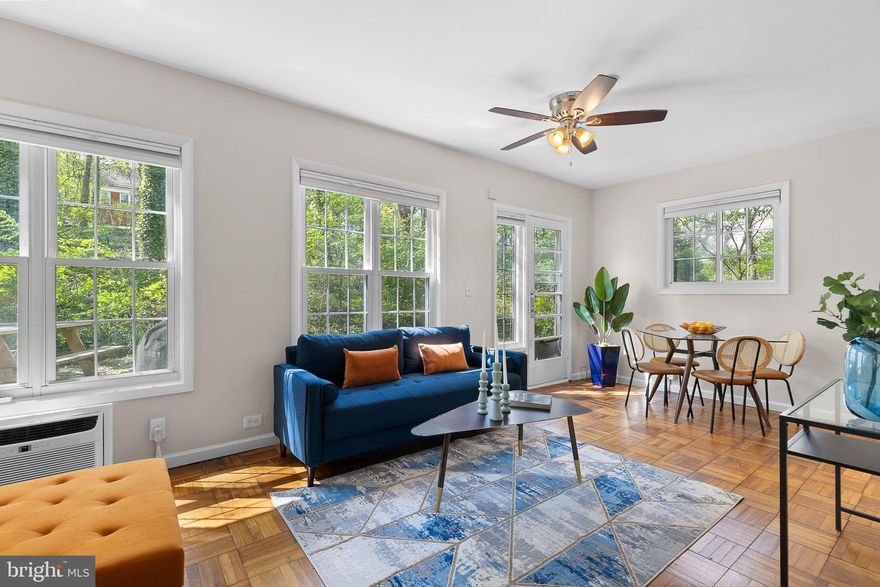 Delightful Adam’s Patio Unit Nestled in Serene and Historic Parkfairfax! This sunny 1BR/1BA end-unit offers 750 square feet of living space along with a peaceful patio overlooking a serene wooded area. The condo features a fabulous kitchen that boasts granite countertops, stainless steel appliances, and ample cabinet space. A generously sized bedroom with plenty of space for a desk or sitting area. An updated full bath (2021). Enjoy the convenience of an in-unit washer and dryer thoughtfully concealed in a built-in cabinet and an assigned storage area in the community! Residents of the pet-friendly Parkfairfax community have access to a wide array of amenities, including three swimming pools, tennis courts, tot lots, an exercise facility, woodland trails, and a community room. Condo fee covers water, sewer, gas, and trash.

Located minutes from vibrant Shirlington, offering a variety of restaurants and shops, a Harris Teeter, Shirlington Library, an AMC movie theater, and the renowned Signature Theatre. Just a short drive to Del Ray, known for its neighborhood charm, local restaurants, and unique shops, and to Old Town Alexandria with its historic character and scenic waterfront.  With easy access to I-395 and public transit, commuting to the Pentagon, Reagan National Airport (DCA), DC, and more is a breeze. Make this charming Parkfairfax condo your new home — the perfect blend of comfort, convenience, and community!