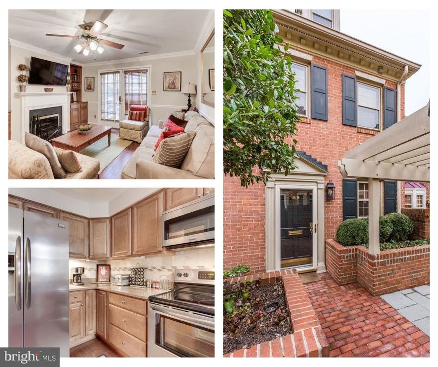 Just listed! Enjoy Old Town Alexandria living! This gorgeous, 3-level, brick, townhouse style condo is one you won't want to miss. Located within a mile of the Old Town Alexandria Harbor, shopping, restaurants, and all that this charming city has to offer.Enter the home through the welcoming foyer, that opens into the living and dining areas. Crown molding Chair-rail molding wrap around the dining room area and into the living room. This open floor plan is perfect for entertaining. Built in shelving around the fireplace are perfect for additional storage. Half bath conveniently located on the main level. Gleaming hardwood floors throughout, from top to bottom. Enter the backyard oasis through the double doors of the living room. Lovely patio perfect for entertaining outdoors and brick fence allows for extra privacy.The kitchen has stainless steel appliances and granite countertops. Double door fridge complete with water filtration system and ice maker. Plenty of counter space and cabinetry.Upper level 1 features 2 spacious bedrooms with plenty of closet space. The full bathroom features a granite vanity and a shower/tub combo.Loft style master suite with soaring vaulted ceiling! Stacked washer/dryer on upper level 2 in master bedroom. Windows on either side of the room allow for plenty of natural light. This master bedroom has a private bathroom with glass-enclosed shower/tub combination and large granite vanity.