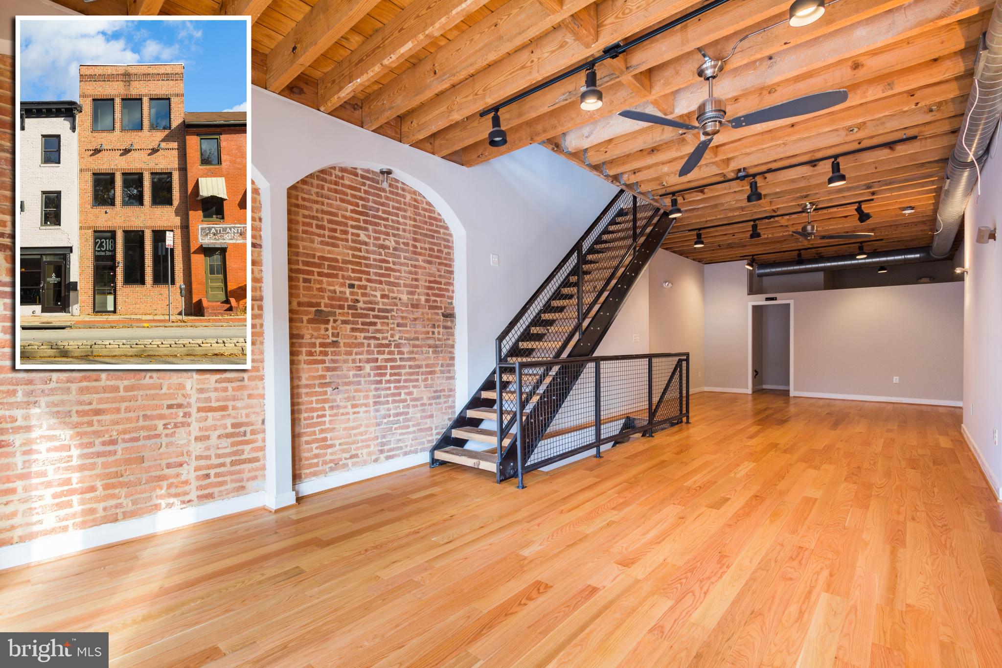 PRIME COMMERCIAL OPPORTUNITY! APPROXIMATELY 2,300 SQ. FT. OF CONTEMPORARY OFFICE SPACE LOCATED ON HIGHLY TRAVELED BOSTON ST! Features include hardwood floors, exposed ductwork, tall ceilings w/ exposed beams, 3 levels of open space, open riser staircase, tall windows affording tons of natural light, half baths on first and 2nd level and 3rd level w/ full kitchen and full bath making it possible for a live/work opportunity! Visibility will not be a problem in this location! Located in the heart of Canton with tons of daily automotive and foot traffic!