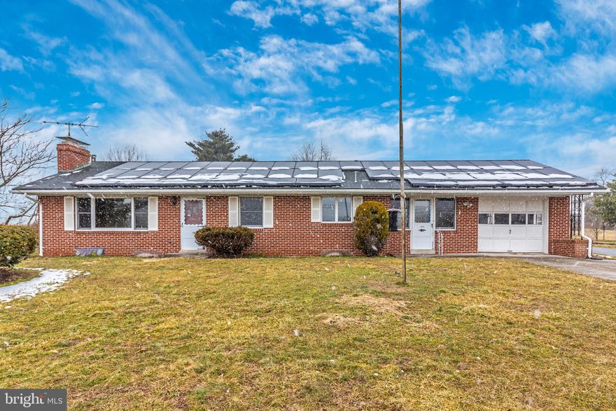 Great rancher sitting on just under 5 acres of land.  Over sized Garage located behind home and Large Pole Barn located in the rear of the property.   Home features 2 fireplaces, Large kitchen with dining area, Main Living Area with hardwood floors and wood burning Fireplace.  All bedrooms contain hardwood floors.  Basement contains Large Living area with wood burning fireplace.  Incredibly low utility bills with third party owned solar panels (not leased).  Basement includes tons of storage area and shelving and a shower area.  This home features beautiful sunrise and sunset views!!  If you've always wanted a great space to let you dogs run, run your ATV's, or a multitude of other activities.