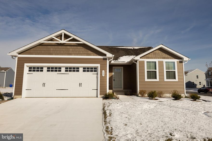 Welcome to this freshly completed home on ONE OF THE LARGEST CORNER LOTS IN MEARFIELD, THATS 1600sq ft LARGER than most other lots. This beautifully crafted 3-bedroom, 2-bath Ranch finished in July 2025 and offers that just-built feel without the construction wait. It features Ryan Homes’ sought-after Elevation “L” trim package which includes double front windows and extra outside trim, for standout curb appeal. Enjoy the extra land with this lovely corner lot. Inside, the bright, open layout flows from the oversized living room into a spacious kitchen with a large island, oversized sink with garbage disposal and upgrade of stain steel appliances, ex: a refrigerator with ice maker, range, microwave, and dishwasher.— perfect for everyday living and entertaining. There are rugs and hardwood floors throughout the home.The primary suite offers a generous walk-in closet and a large sink vanity. With two additional bedrooms and a full bath accommodating family, guests, or office space. All closets have shelving racks including the pantry and bedroom closets. It has electric forced air heating and a hot water tank in the basement. The full basement is fully insulated, features 9’ ceilings, and is ready to be finished, giving you the ability to expand your living space with ease. An oversized Egress sliding glass door for easy access in case of emergency.  The sump pump in the basement handles any inside concerns or any exterior drainage surrounding the house. Quality and convenience continue throughout the home with: Vacuum test passed with flying colors, Full 10 year builder warranties in place for the next owner, Tilt-in windows for easy maintenance and Smart Ecobee thermostat. 
During the warmer months, enjoy access to the community pool — all the perks without the upkeep.
Move-in-ready home with room to grow and modern features throughout. Simply a must-see!