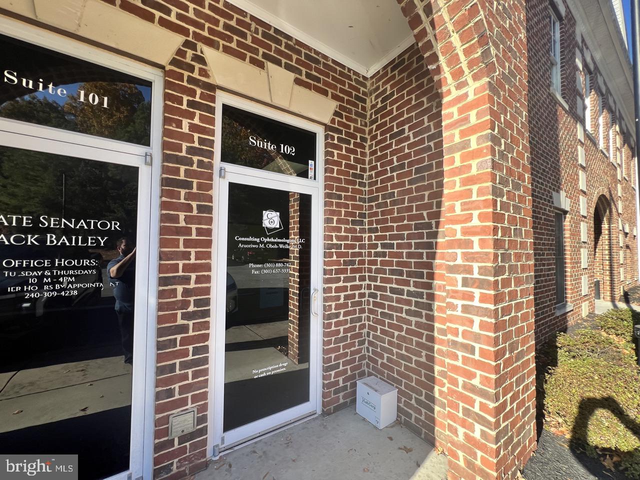 Professional office space for lease in Hollywood!! The 1200sqft space is professionally managed and well kept. The parking lot provided is open to all tenants with the benefit of it being exclusive to the two buildings on the property. This office suite is featured on the first floor and is in a prime location off the main highway - Rt 235/Rt 5. Utilize this space as an executive, medical, or co-working space as there is room for everyone. Walking into the space, there is a designated reception desk with a lobby/sitting area. 2 private rooms that are ideal exam rooms for medical professionals. the unit offers a private bathroom