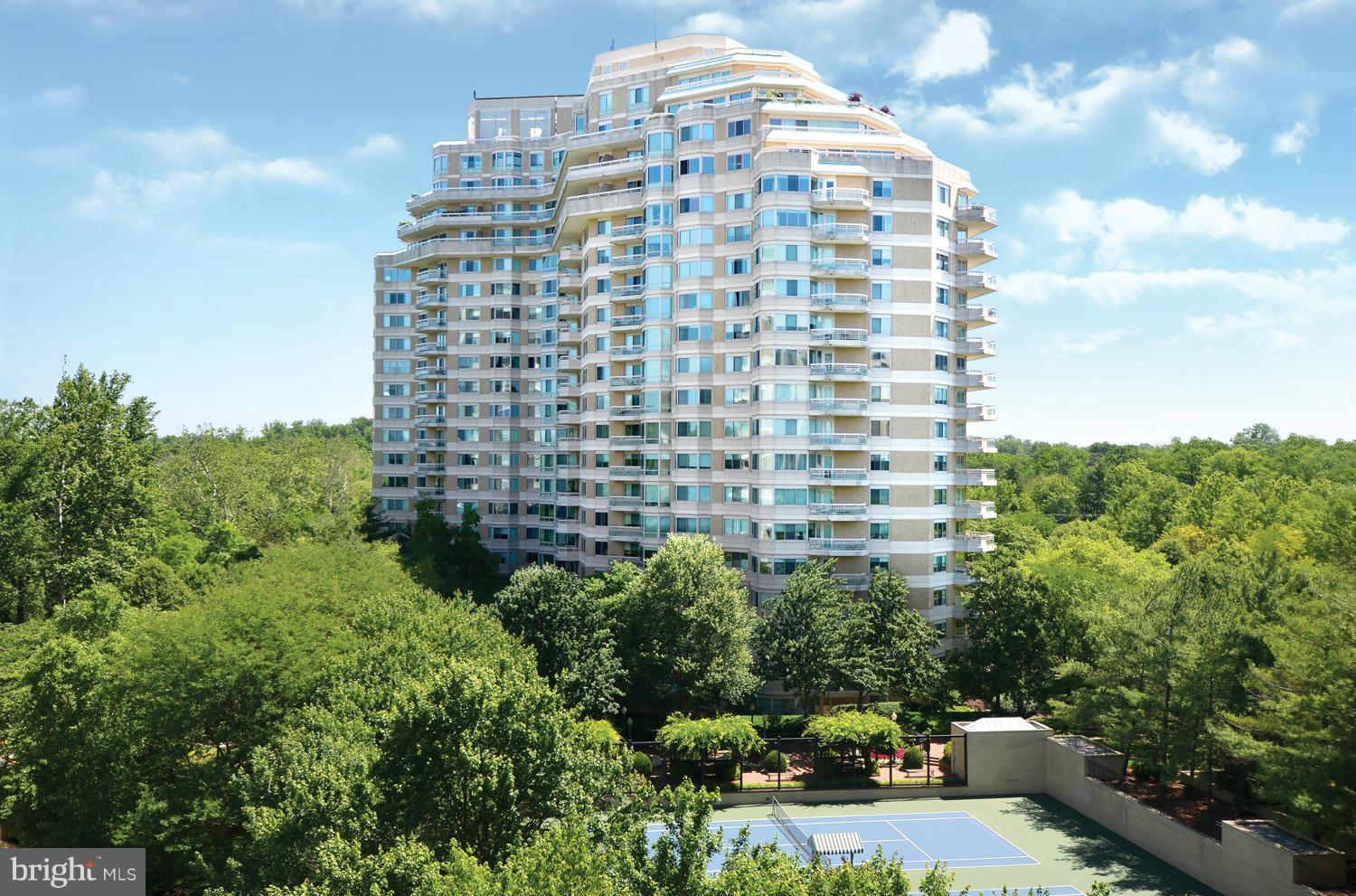 Largest Floorplan w/2BR+ Den & 2.5BA. Foyer entry w/powder rm, separate laundry rm., Kitchen w/island & Breakfast Rm., formal DR, huge LR with wraparound balcony. Walk-in closets and many built-ins. East, South and Western treed views! Award-winning Somerset luxury high-rise condos w/gatehouse, 24-hr security, valet & concierge. 3-story clubhouse w/gym,indoor/outdoor pools,squash & more!