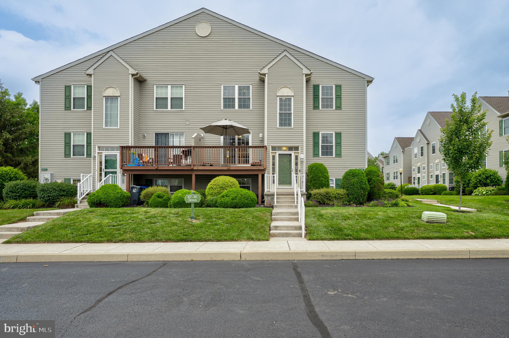 A defining moment is a point in your life when you're urged to make a pivotal decision. Your Moment awaits you at 831 Dewees Place in the desirable Hertitage Park Community, perfectly located in quaint Trappe Borough, Perkiomen Valley SchoolDistrict. This ideal end unit location looks out upon it's centralized community amenities; Playground, Tennis Courts, Basketball Courts, Club House with a first rate Fitness Center and is even a short walk to Water Works Park for recreation. The functional tiered living space is perfect for your lifestyle with options. Hardwoods greet you upon entry which tiers into the primary living space featuring a more formal dining area expanded by the deck/balcony on this main floor. Larger ceramic tiles, granite counters/backsplash, breakfast bar, stainless appliances, and pantry are in focus with the open concept from kitchen to dining combo. An offset half bathroom for guests is ideally located between hosting space and the more relaxing large living room with ample natural light, a great feature of being an end unit. A massive family room or recreational space rests on the lower tier of this home and again captures great natural light from the large basement windows. This space is carpeted for comfort and the furniture/large TV are included with the purchase. Ample storage is offered in the opportune unfinished space adjacent, offering mechanical system access as well. Upstairs features a spacious primary bedroom suite with cathedral ceilings, walk-in closet, and attached bathroom amenity providing a walk-in shower for convenience. Both remaining bedrooms are 12X10, carpeted with ceiling fans, and ample natural light from the side and front of the home. Define your moment today and come HOME to 831 Dewees Place. Please call our team today for detail on how to make homeownership possible.