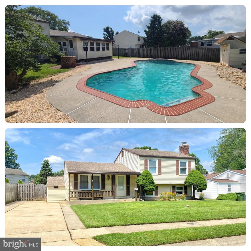 This 4 Bedroom 1 1/2 Bath split level located in Water Front Community Rumsey Island has large eat-in kitchen and stainless appliances.....plus Sunporch that exits to back yard to a Beautiful In-Ground Pool and brick accents in addition to new pump plus rewire the electrical wiring to the pool....Lower level has a  4 th BD  and a half bath with  fireplace......plenty of off street parking......Must see home -Just lowered price. Close to boat ramps ,fishing  piers and large covered pavilion for family gatherings.