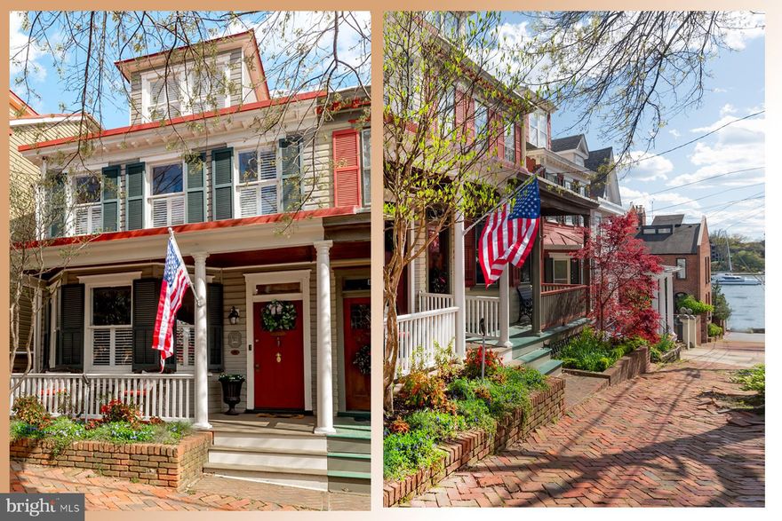 OPEN HOUSE SCHEDULED FOR SUNDAY, MAY 18th HAS BEEN CANCELLED.  UNDER CONTRACT!!
ATTENTION WOULD-BE ANNAPOLITANS !!! RARE OPPORTUNITY TO OWN and LUXURIOUSLY ABIDE IN RESTORED HISTORIC DISTRICT HOME on lower Market Street punctuated by Spa Creek’s waterfront!  Stroll along storied brick sidewalks to downtown City Dock’s bustling harbor of boutiques, bistros, boating, and USNA activity.  Grab a water taxi at street’s end and ferry to your favorite daily catch restaurant, a front row seat to a thrilling regatta, or a USNA Band concert beneath the twinkling Chesapeake stars.  This semi-detached c.1910 Row Home has been masterfully renewed with upscale, respectful renovation maintaining and enhancing elegant period detailing.  DISTINGUISHING FEATURES include: Rich textures of refurbished hardwoods, sleek granite, & glass; one of downtown’s coveted hidden patio gardens & yard; 2nd level open air rooftop deck; full-floor penthouse Primary Suite retreat; upscale, updated chef’s Kitchen & Baths; skilled custom built-ins & millwork; recessed & artisan lighting fixtures; full finished basement w/mega storage and use possibilities!  4BR/2.5BA  CAPTIVATING & CHARACTERFUL. Exactly resembling the lifestyle!
