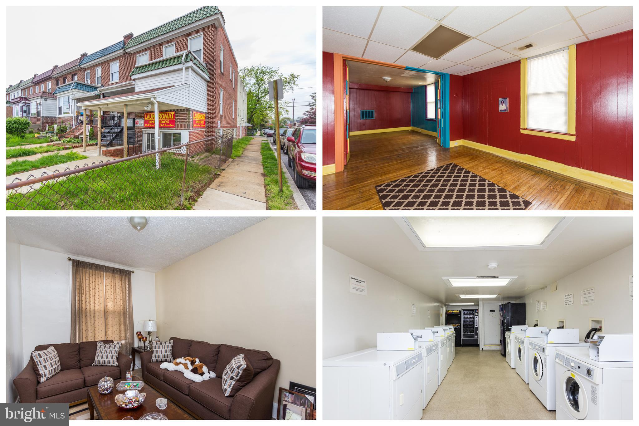 INCREDIBLE INVESTMENT OPPORTUNITY! END OF GROUP ROWHOME WITH 2 COMMERCIAL SPACES AND 4 RENTAL APARTMENTS! Main level commercial space was previously used as a laundromat and a salon - keep separate or combine for a larger commercial space. 4 upper level apartments consisting of two 1 bedroom, 1 bath apartments & two 2 bedroom, 1 bath units. Separately metered and ready to add to your rental portfolio! Monthly rental income of $4,141