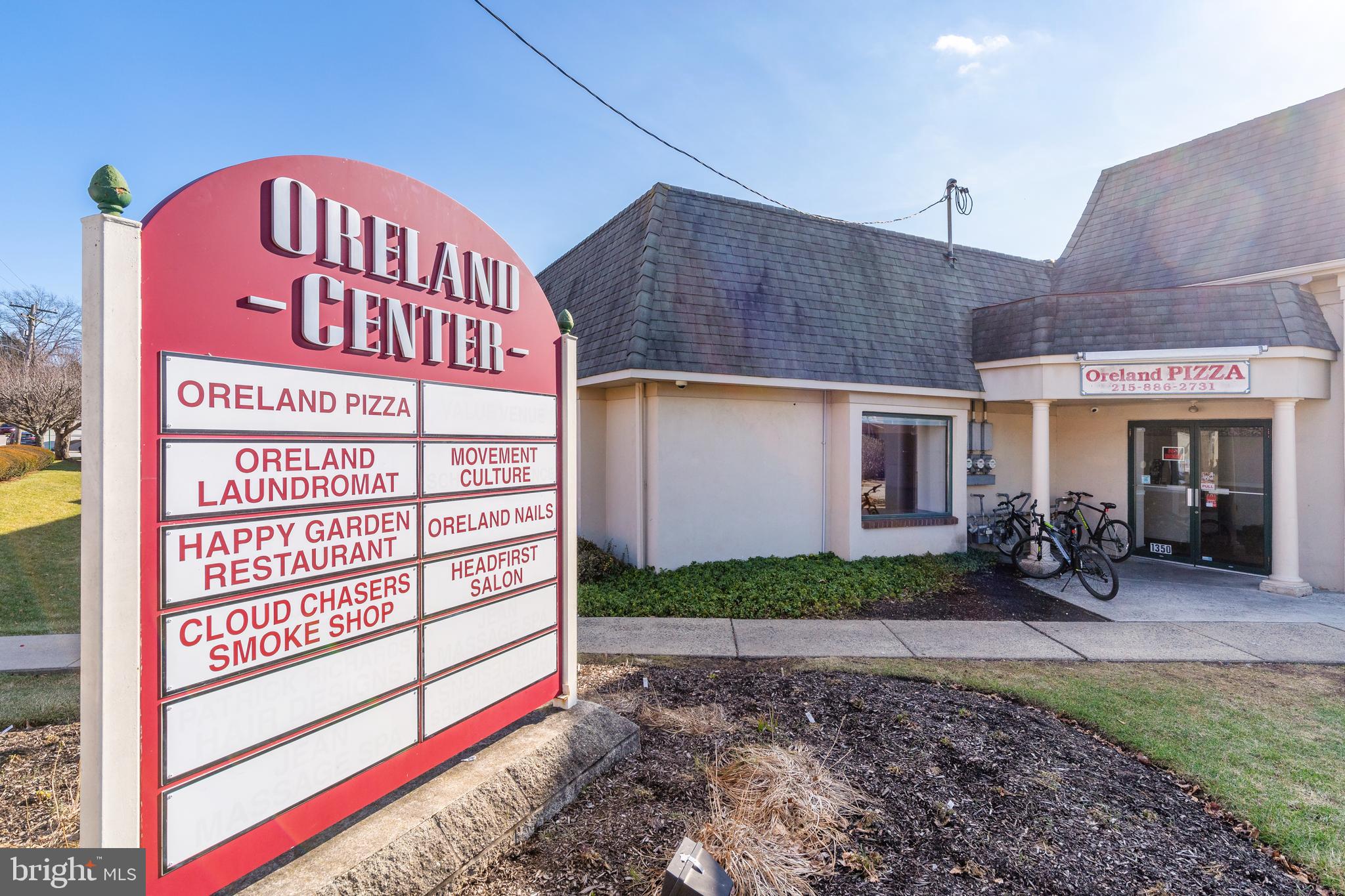 Constructed in the 1950's , Oreland Center is a community retail center comprised of
±19,386 square feet occupied by local and regional tenants. It is conveniently located at the intersection of Bruce and Allison Roads, directly across from Septa's Oreland Station. Oreland Center is located in Oreland, PA, an affluent and established Philadelphia suburb in Montgomery County, PA , with average household incomes exceeding $129,000 within a 5-mile radius.