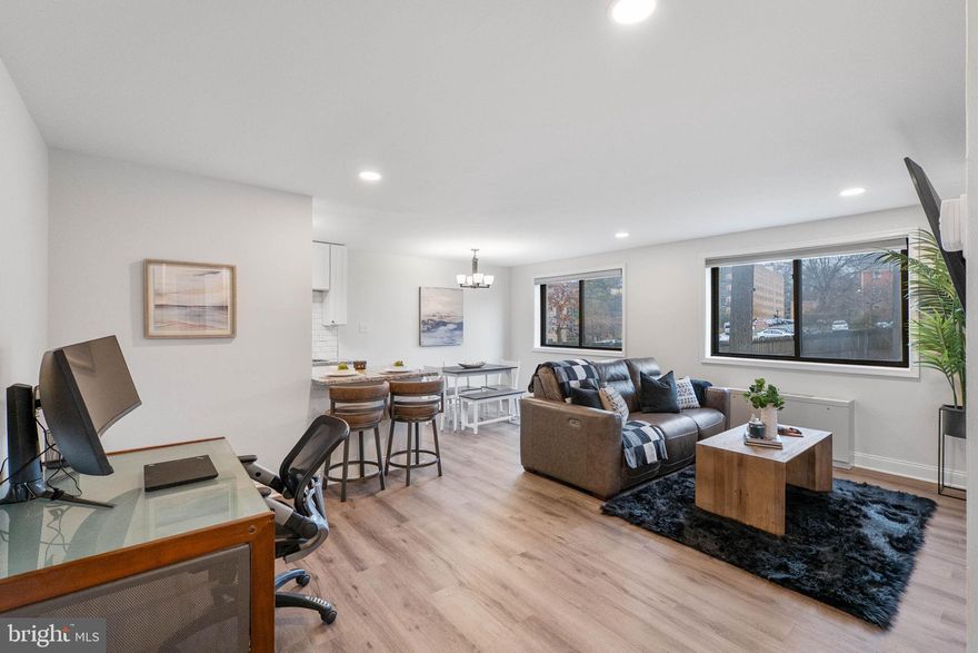 Welcome to The Park Bradford Condominium! This beautifully renovated and freshly painted 1BR, 1BA unit offers approximately 685 sq. ft. of bright, open living space. Enjoy an open floor plan featuring a spacious living room, dining area, office nook, and a galley kitchen equipped with stainless steel appliances, granite countertops, gas cooking, and a large side-by-side refrigerator.
This pet-friendly building boasts 24-hour security and assigned parking, with utilities included in the condo fee. Conveniently located on a quiet, tree-lined street, you're just steps away from downtown Silver Spring, where you'll find a variety of restaurants, shops, and nightlife options.
Plus, the upcoming Purple Metro line is less than a mile away, making commuting a breeze. No car? No problem—rent your parking space and use Bus 15  or Metro to get around. With Sligo Creek Parkway, the Sligo Creek Trail, and nearby parks within easy reach, this is a fantastic opportunity to find your new home. Don't miss out!