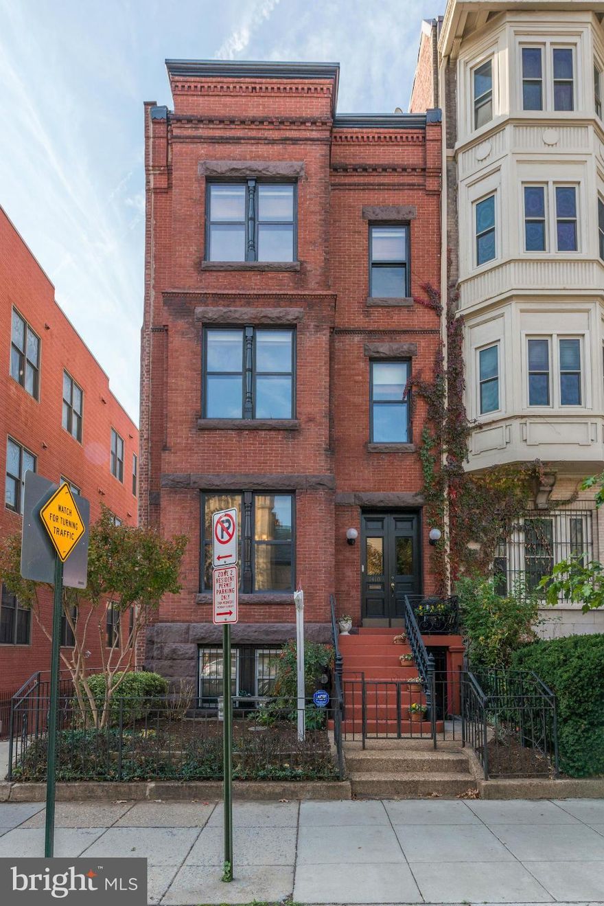 With historic Logan Circle charm & modern conveniences, this 5 BR, 3.5 BA home features spacious rooms, high ceilings, & period details such as pocket doors, a grand staircase, original moldings & fireplace mantels. These features are complimented by a kitchen w/ granite & ss apps, & spa-like bathrooms. The home is completed by an English bsmt w/ CofO, a  private garden, and parking for two cars