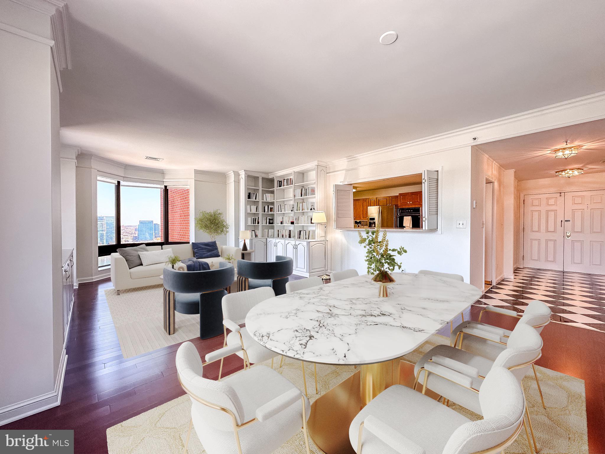 This beautiful two bedroom, two bathroom unit offers stunning water and city views, along with custom built-ins throughout, creating a seamless blend of style and functionality. The spacious pantry includes dedicated wine storage, perfect for enthusiasts. Residents enjoy a full range of amenities, including 24/7 front desk staff, a doorman, secure parking, a boardroom, additional storage, and guest suites. This is an exceptional opportunity to own a luxurious condo in a prime location—schedule your viewing today!