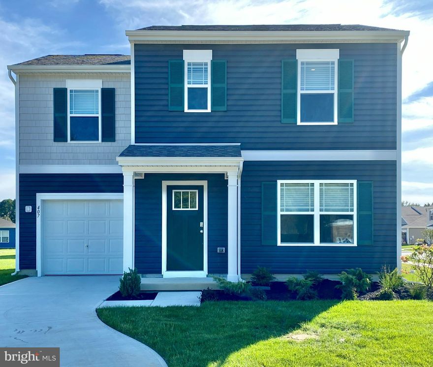 New home, under construction with a spacious backyard, the Essex is a cozy two-story home with three bedrooms, two-and-a-half bathrooms, and a one-car garage. This 1,333 square foot home gives you all the features that you need and the space that you desire. As you enter the front porch, the foyer leads you to the sizeable family room. The open-concept floor plan allows the family room to flow easily into the eat-in kitchen. The functional kitchen features beautiful sarsaparilla cabinets with a peninsula island, stainless steel appliances, and a pantry. The convenient powder room is located near the one-car garage and coat closet. Upstairs, the owner's suite is a quiet retreat featuring a walk-in closet and a full bath with a walk-in shower. Continuing down the hallway, there are two additional bedrooms, each with plenty of closet space, a full bathroom, and a linen closet. The conveniently located second-floor laundry closet comes complete with a full-size washer and dryer. This home includes a window treatment package and the exclusive Smart-Home® Package. Pictures, photographs, colors, features, and sizes are for illustration purposes only and will vary from the homes as built.