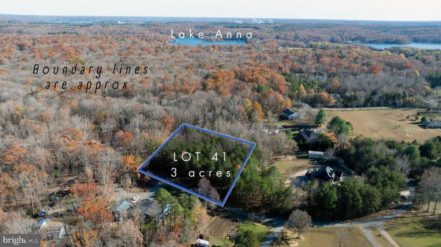 Welcome to Lot 41 in Wildwood—a 3-acre WATER ACCESS, wooded lot in a gated community, ready for your dream lake home. Located mid-lake on the public side of Lake Anna, this property combines convenience with a tranquil setting.  

Enjoy exclusive access to the community's common area, featuring a private beach, boat ramp, and direct lake access. This lot is ideally situated near local amenities, including Food Lion, restaurants, and shopping, with easy routes to major roads for a quick commute.  

Don’t wait—opportunities like this don’t last. Schedule your tour today and start planning your Lake Anna dream home! **See attached documents for more information.