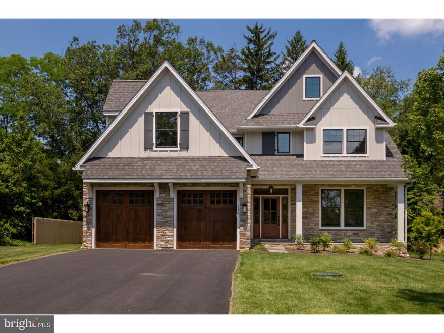 Welcome to 1239 Wyngate a 5 bedroom four and half bedroom exquisite brand new construction Mission style home designed with superior craftsmanship and premium finishes and materials by renowned Sposato Home Builders.  Enter from an impressive covered front entry with flagstone patio into a center hall foyer.   From there you will appreciate the open floor plan with soaring 9' foot ceilings that includes a office/library, living room, dining room, gourmet kitchen,breakfast room, great room and powder room.  Luxury details throughout include wainscoting (first floor), crown molding, hardwood floors, recessed lighting and Pella windows.  The warm and inviting kitchen is a wonderful gathering place that includes ample custom cabinets,farm sink, quartz counter tops and large butcher block center island with seating for four.  Stainless steel Thermador appliances include chefs 6 burner range, double oven, microwave oven warming drawer and built in refrigerator.  The butlers pantry with additional prep sink and built in wine refrigerator also provides additional cabinetry.  Adjoining the kitchen is a breakfast room and spacious great room with gas fireplace.  The large Trex deck off the great room overlooks a spacious backyard and provides a great place to relax in a tranquil setting or host a warm weather party. Abundance of warm and natural sunlight throughout.   A 2 car garage flows into a well organized mudroom with custom built-in benches and cabinetry.  The luxury and attention to detail  do not stop as you move to the 2nd floor where the well appointed spacious master suite awaits with tray ceiling, magnificent walk-in master closet and spa like master bath retreat complete with stand alone soaking tub, double sink with quartz counter tops and luxurious glass enclosed shower.  Two additional bedrooms both with en suite bathrooms and bedrooms 4 & 5 w/ Jack & Jill full bath that share dual sinks, marble counter tops and shower/tub .  Convenient laundry room w/ utility sink also on this level.   Optional 3rd floor can be converted to 6th bedroom/bath.  Unfinished basement provides additional 1900 S.F.  The outstanding location is located in award winning Lower Merion School District and close to all major transportation routes.  This magnificent home has it all and is not to be missed!   --