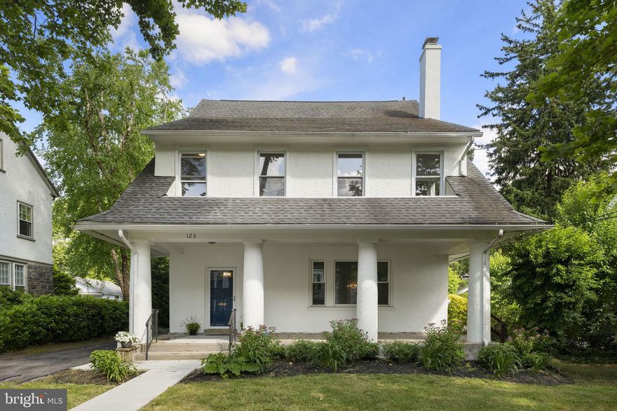 Welcome to this charming center hall colonial located in the heart of Lower Merion Township, just steps away from downtown Bryn Mawr. This timeless beauty boasts large rooms, high ceilings, and an ideal layout for modern living. Enter the center foyer and turn right where you're greeted by a spacious living room featuring a cozy wood-burning fireplace, perfect for relaxing evenings. The gracious dining room is ideal for hosting gatherings and special occasions. The large well equipped kitchen offers ample space for cooking and access to the back patio and yard. A convenient half bath and laundry area tucked behind the kitchen for easy access. The back staircase off the kitchen provides additional convenience and charm, connecting the main and upper levels seamlessly. The second floor presents four generously sized bedrooms, each filled with natural light, and a full hall bathroom. The third floor provides even more living space with two additional bedrooms, a versatile bonus room or office, and a charming hall bath complete with a classic claw foot tub. The home also features a full, partially finished basement, offering plenty of storage space and potential for a recreation room, home gym, or additional living area.

Step outside to enjoy the private rear yard, a perfect oasis for gardening or outdoor entertaining. The expansive covered front porch is a standout feature, offering a wonderful spot to relax and enjoy the neighborhood. Situated in a vibrant sidewalk community, this home allows you to walk to a variety of local amenities including the library, restaurants, train station, farmers market, hospital, playing fields, tennis courts, retail shops, and grocery stores. Experience the perfect blend of historic charm and modern convenience in this exceptional Bryn Mawr home. Don’t miss the opportunity to own this exquisite property in one of the most desirable locations in Lower Merion Township.