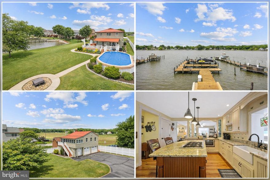 Nestled in the serene enclave of Bowleys Quarters, this exquisite coastal residence offers a luxurious lifestyle defined by elegance and comfort. Originally built in 1949 and a complete renovation is 2007, the charming shingle-sided main home harmonizes beautifully with its picturesque surroundings, featuring three spacious bedrooms, three custom-designed full bathrooms, and a versatile first-floor office/bedroom. At the heart of the home, a chef’s dream kitchen boasts custom cabinetry and high-end appliances, perfect for high-end entertaining and daily relaxation alike.
The property is uniquely enhanced by a 1,000-square-foot detached guest house, providing a complete secondary residence with a full kitchen, living room with waterfront views, two bedrooms, and private laundry. This additional structure also houses a dedicated exercise room and a one-car garage with ample storage for recreational gear. Outside, the grounds transform into a private oasis; an expansive deck with a pool and hot tub overlooks the tranquil waters of Galloway Creek, just steps away.
For water enthusiasts, this property is a rare gem. With 100 feet of private waterfrontage, the estate includes a massive dock site equipped with an electric hoist and multiple slips accommodating up to three powerboats and two jet skis, dedicated boat storage ensure effortless access to aquatic adventures, while lush landscaping and meandering sidewalks complete the sense of community and retreat. This home is more than a residence; it is a complete waterfront lifestyle designed to elevate every everyday experience.