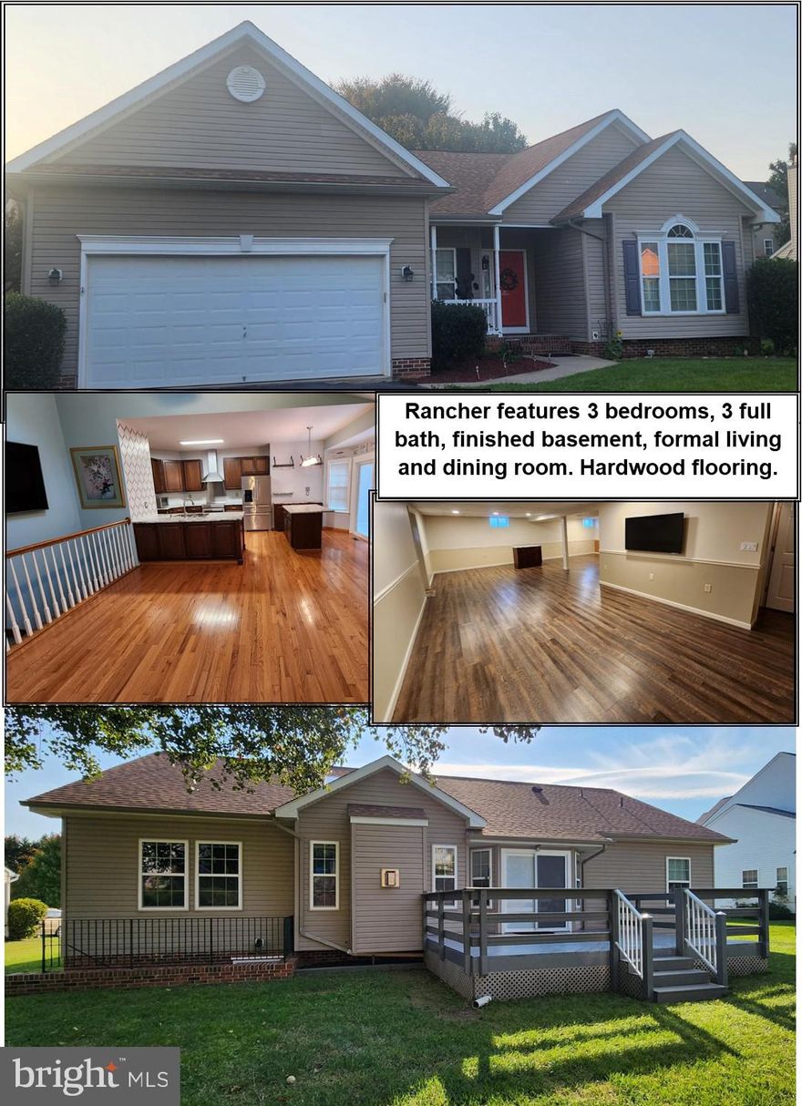 Amazing is the only way to describe this 3 bedroom, 3 bath Rancher. The main level has hardwood flooring, open floor plan, family room with fireplace, beautiful kitchen with granite countertops, formal living room, formal dining room. primary bedroom has vaulted ceiling, remodeled bathroom with walk in shower. Split bedroom plan. 2 car garage, deck, storage shed. The basement has a large finished area with luxury vinyl plan flooring,  with TV mounted ready for game day. and tons of closets. An amazing large laundry room. However their is a 2nd washer/dryer hookup on main level that buyer could convert back to the laundry area. Full bath and walk out stairs. There is also an unfinished storage room with several cabinets and clothing racks to keep you organized. This home also features a chair lift on the stairs to the basement.