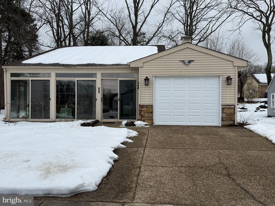 Welcome to this beautifully maintained home located in the highly desirable community of Leisuretowne. Offering approximately 1,360 square feet of thoughtfully designed living space, this 2-bedroom, 2-bath residence provides comfort, functionality, and easy living all in one. As you enter, you’ll appreciate the spacious and inviting layout. The hallway features beautiful hardwood flooring, while the main living areas and bedrooms are comfortably carpeted. The kitchen is finished with tile flooring and offers ample cabinetry along with a convenient pantry, providing plenty of storage and workspace for everyday cooking or entertaining. The primary bedroom includes its own private full bath, creating a comfortable retreat. A second bedroom and additional full bath offer flexibility for guests, a home office, or hobby space. One of the standout features of this home is the wonderful enclosed front patio — the perfect space to enjoy your morning coffee, read a book, or unwind year-round. In the backyard, you’ll find an additional patio area ideal for outdoor dining or relaxing in a peaceful setting. Completing the home is a one-car garage with additional storage space, adding both convenience and practicality. This is a fantastic opportunity to own a well-cared-for home in a sought-after neighborhood. Schedule your private showing today and see all that this property has to offer!