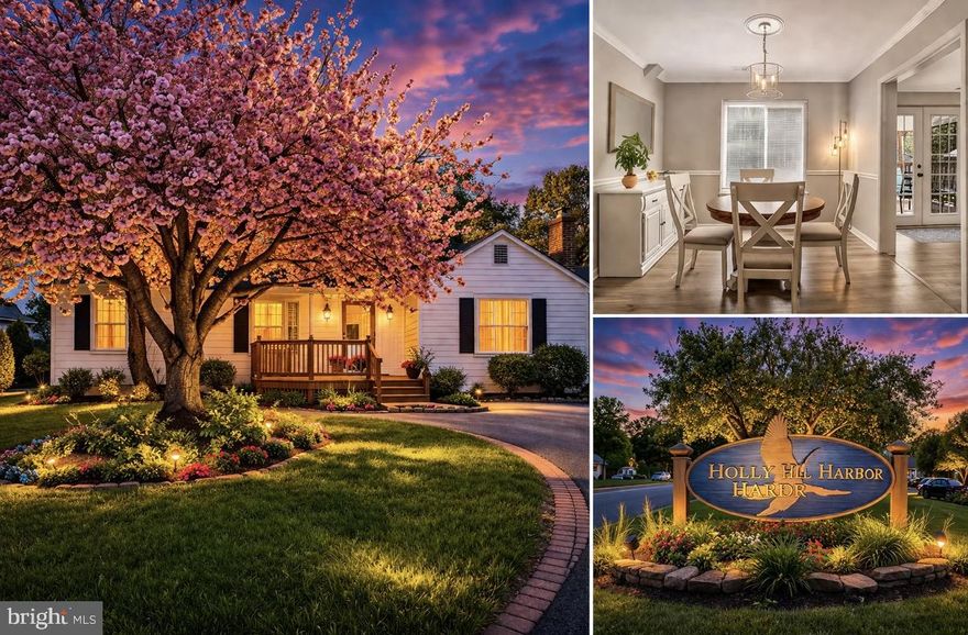 Welcome to Holly Hill Harbor, a peaceful water-privileged community on the scenic Mayo Peninsula in Edgewater, Maryland. Known for its family-friendly atmosphere and relaxed coastal feel, residents enjoy access to a community beach, playground, and boat ramp—perfect for embracing the Chesapeake lifestyle.

Situated on a beautiful .44-acre flat lot, this home offers exceptional outdoor living with a fully fenced backyard, mature trees, and a serene setting that provides both privacy and space—enhanced by a privacy fence for added seclusion. The covered deck is ideal for grilling, entertaining, or simply relaxing during the warm months, while the welcoming front porch adds classic charm and curb appeal. Ample parking and two storage sheds provide convenience and functionality.

Inside, you’ll find stunning luxury vinyl plank flooring flowing throughout the main living areas and an enormous living room filled with natural light. The expansive kitchen features abundant cabinetry, granite countertops, and a well-appointed appliance package, offering both style and practicality. A traditional dining room provides the perfect setting for gatherings and everyday meals.

The updated bathroom boasts stone flooring, a large vanity, and a tub, combining durability with timeless design. Additional recent improvements include a new well (just 6 months old) and a water softener (approximately 1 year old), adding value and peace of mind.

With generous outdoor space, inviting interior finishes, and access to sought-after community amenities, this home delivers the ideal blend of comfort, privacy, and water-oriented living in one of Edgewater’s most desirable neighborhoods.