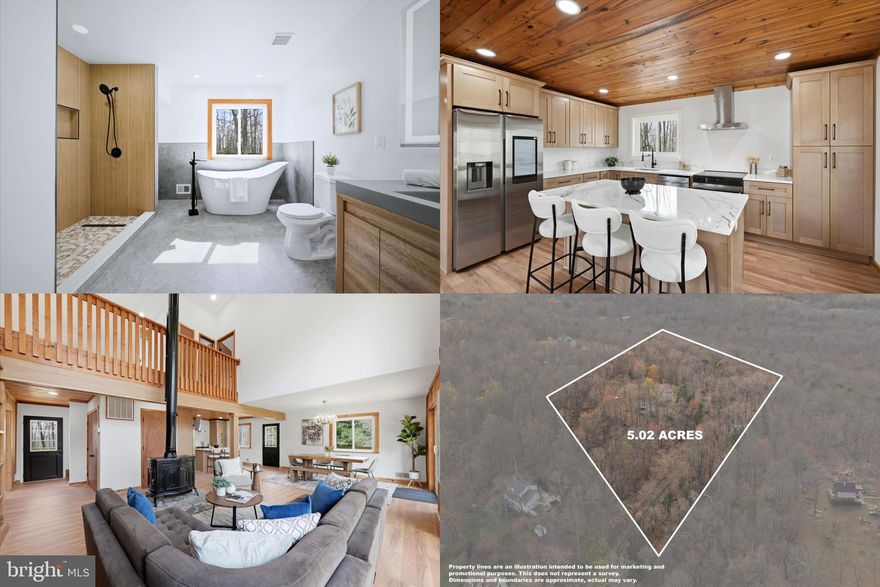 Private retreat at its best on 5 acres! This recently renovated home greets you with a new wrap around deck and scenic beauty. The main level gives a country feel but provides the modern conveniences for today’s lifestyle. The open kitchen concept with Quartz counter tops provides plenty of counter space and cabinets for storage. The open 2-story family room with windows from floor-to-ceiling allows for plenty of natural light and incredible views creating a warm and welcoming atmosphere. The wood stove provides a warm look and functional use for those colder days. There is a main level bedroom and full bath for guests or to use as a primary bedroom. The upper level has an overlook of the Family Room and spectacular views through large windows of Bull Run Mt. There are 2 bedrooms and 2 full bathrooms, one with an attached bath as a second primary bedroom. The lower level provides a living room area, its own separate entrance, bedroom, full bath and laundry room with storage. The lot provides the perfect amount of level land for outdoor activities - such as gardening, raising chickens, goats or whatever your heart desires. This is the perfect blend of privacy, comfort and nature while also being close to amenities. Don’t miss out on this home. Photos may be virtually staged