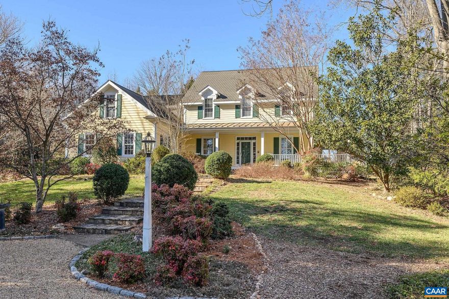 Ideally situated less than 5 minutes west of Boar's Head & Farmington, & less than 10 minutes to UVA, this inviting 4-bedroom home is sited on an elevated, level lot offering seasonal Blue Ridge Mountain views. The home was custom built in 2003 and has been impeccably maintained & improved. Featuring hardwood floors throughout, 2 gas fireplaces, 9-foot ceilings, vaulted in the living room, this home exemplifies quality living. Entertain effortlessly from the living room flowing into the amazing kitchen & sunroom, complemented by a charming wet bar boasting a copper backsplash & exposed brick wall. The chef's kitchen is equipped with Viking dual dishwashers, a 36-inch gas cooktop, a warming drawer, pot filler & a walk-in pantry. The luxurious master suite includes an oversized steam shower with dual heads & soaking tub. The second level also features a family room. Outdoors enjoy the covered porch & stone terrace. The property boasts a regulation tennis, pickle ball, basketball or play court, expansive lawns, mature landscaping, a picturesque wooded area & a parking court. Ample storage options including a pull-down attic & 2 storage sheds. Whole house generator. Extensive list of features & improvements in the Documents tab.,Cherry Cabinets,Granite Counter,Fireplace in Family Room,Fireplace in Living Room