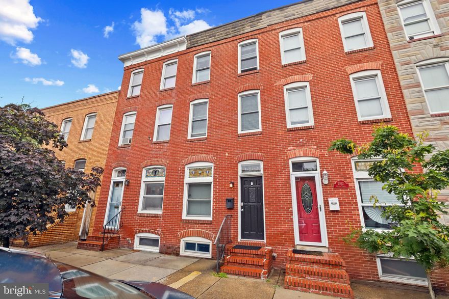 Get ready to move!!!... three floors of living space... and a basement.  3 bedrooms- 2 bedrooms on third floor one is currently used for a work from home office.  The second floor has a large bedroom  and a full bath with custom closets.  Kitchen has lots of counter space for meal prep and lots of cabinet space for storage.  Laundry area and half bath on first floor.  Private back yard located off of kitchen, perfect for relaxing and entertaining. The basemen is unfinished and  has been waterproofed lots of storage space.  Nice neighborhood - walkable score 95 - bike score 75. Walking distance to several local restaurants and Patterson Park