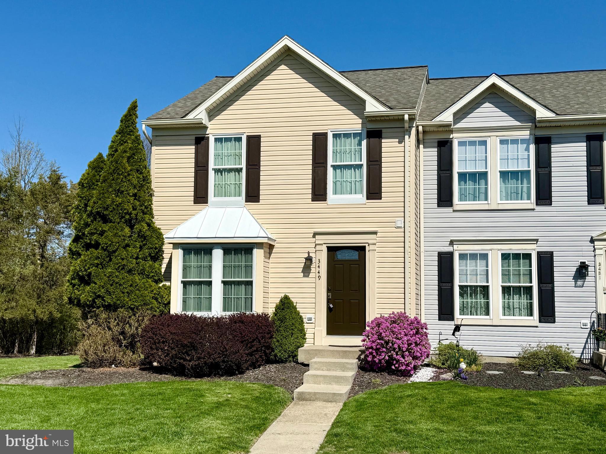 Beautiful End-Unit Townhome in the attractive Perkiomen Crossing Neighborhood. Welcome guests to an open and inviting floorplan featuring a double Living Room; spacious Kitchen with island, new tile flooring, and Breakfast Room; plus a convenient,
remodeled powder room on the main level. Upstairs you'll discover vaulted ceilings in all 3 Bedrooms; a large walk-in closet; and a full updated Bathroom with double vanity and direct hall and main bedroom access. The finished lower level Family Room with brand new carpeting is great for relaxing and large gatherings. You will enjoy outdoor dining and entertaining on the 12x14 back deck affording a scenic view of the level rear yard with a wooded backdrop. Replacement windows and sliding doors. A one year America's Preferred Home Warranty is included. Well-maintained by its original owner, this move-in condition home offers the convenience of townhome living in a picturesque country setting close to all sorts of year round recreational opportunities (biking/walking the Perkiomen Trail and hiking/boating at Green Lane in the Summer; and Skiing and ice skating at nearby Spring Mount in the winter). Be sure to check out all that 3449 Westview Drive has to offer.